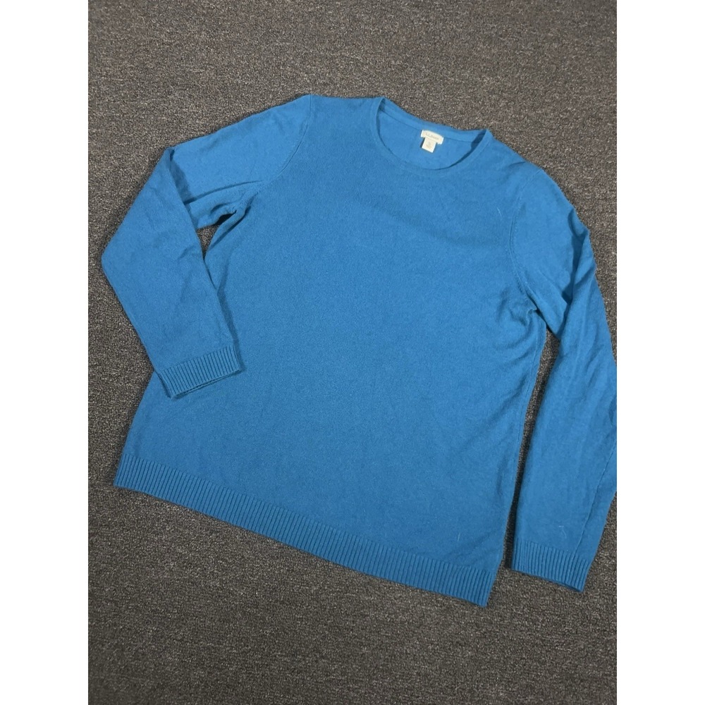 LL Bean Sweater Women's XL Blue 100% Cashmere Cozy Minimalistic Quiet Luxury